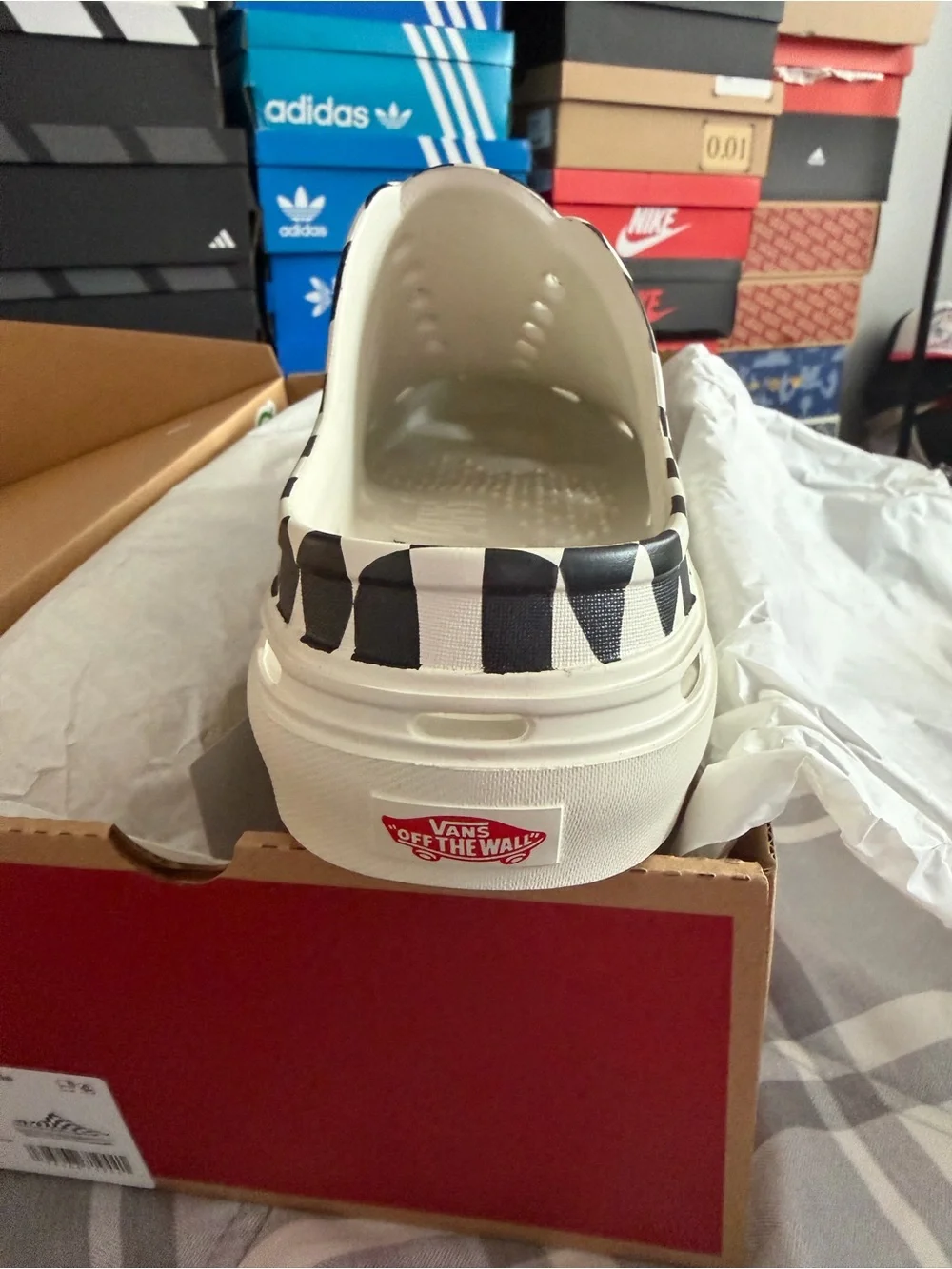 Vans Checkerboard Platform foam Mule - Black and White